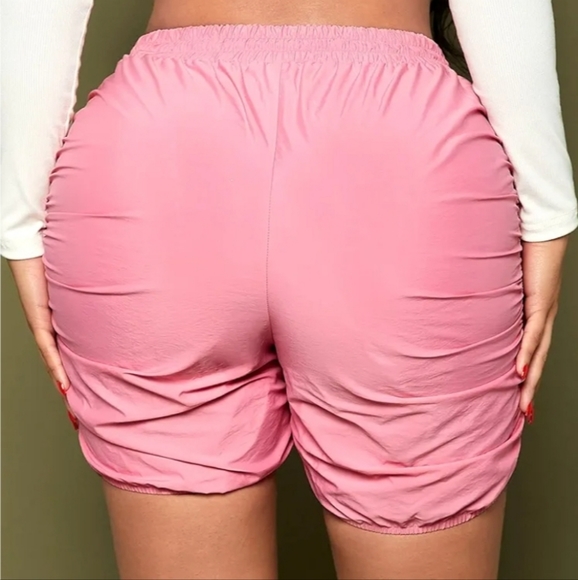 Women's Shorts Drawstring Waist Ruched Shorts Pink - Picture 3 of 9